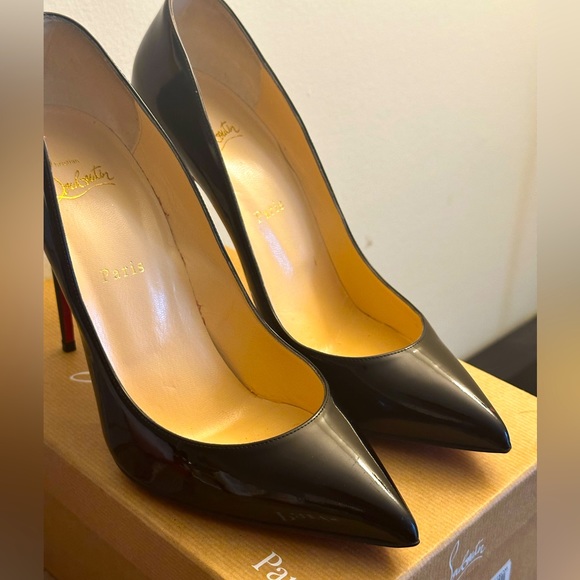 CHRISTIAN LOUBOUTIN  PIGALLE FOLLIES 100 PATENT BLACK SIZE 40.5 - Picture 7 of 9